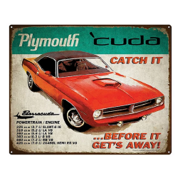 Plaque métal 38x30cm plate  : Plymouth Barracuda