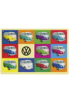Plaque métal en relief bombée 20 x 30 cm :  VW Combi multicolore
