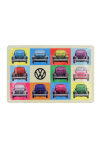 Plaque métal en relief bombée 20 x 30 cm :  VW Coccinelles multicolores