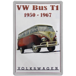 Plaque métal en relief bombée 20 x 30 cm :  VW Combi T1 1950-1967