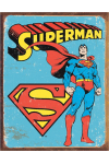 Plaque métal plate 30 x 40 cm :  Superman Rétro avec Logo