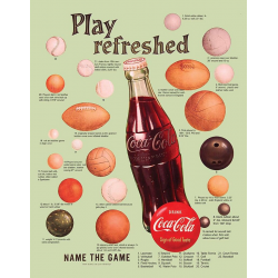 Plaque métal plate 30 x 40 cm :  Coca-Cola play Refreshed