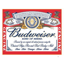 Plaque métal plate 30 x 40 cm :  Budweiser Label