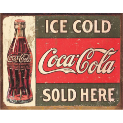 Plaque métal plate 30 x 40 cm :  Coca-Cola - Ice Cold Coke Bottle