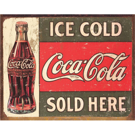 Plaque métal plate 30 x 40 cm :  Coca-Cola - Ice Cold Coke Bottle
