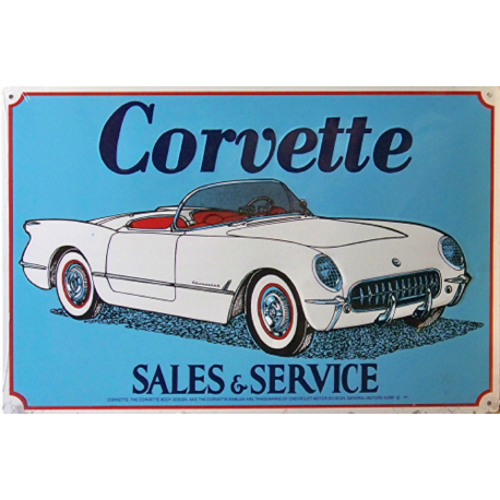 Plaque métal plate 30 x 45 cm :  Corvette Sales and Services