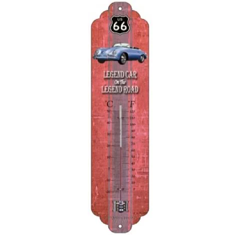 Thermomètre métal bombé hauteur 30cm : PORSCHE ROUTE 66
