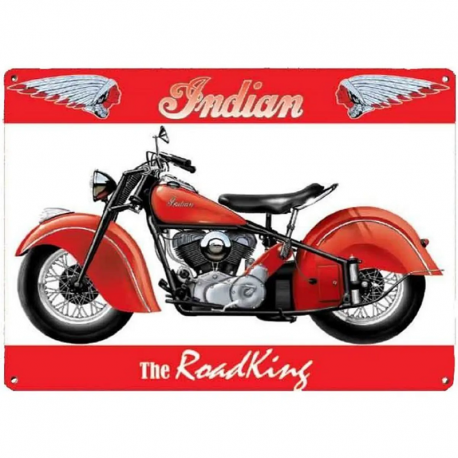 Plaque métal bombée avec relief 20 x 30 cm : INDIAN The RoadKing