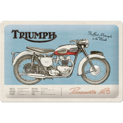 Plaque métal publicitaire 30x20 cm bombée en relief : TRIUMPH BONNEVILLE