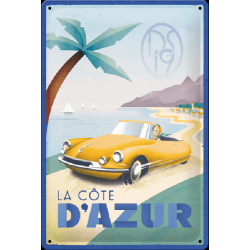 Plaque métal publicitaire 30x20 cm bombée en relief : LA COTRE D'AZUR - DS 19
