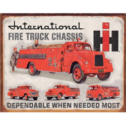 Plaque métal publicitaire 30 X 40 cm plate : International Fire truck
