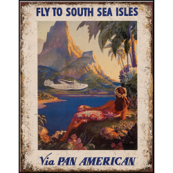 Plaque métal publicitaire 30 X 40 cm plate : Pan Am South Sea