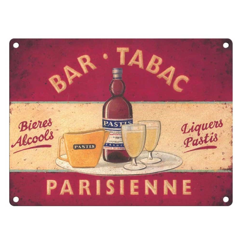 Plaque métal 30 X 40 cm plate : Bar Tabac Parisienne