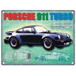 Plaque métal 30 X 40 cm plate : PORSCHE 911 TURBO