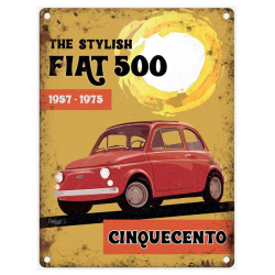 Plaque métal 30 X 40 cm plate : FIAT 500 CINQUECENTO