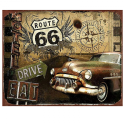 Plaque métal plane 25 x 20 cm : Route 66 Drive