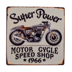 Plaque métal plane 30 x 30 cm : Motor Cycle Speed Shop 1966