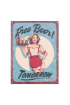 Plaque métal plane 25 x 33 cm : Free Beer Bomorrow