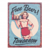 Plaque métal plane 25 x 33 cm : Free Beer Bomorrow