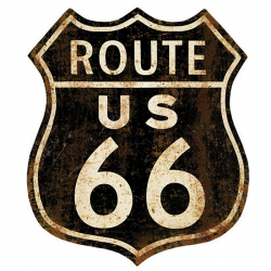 Plaque métal découpée 34,50 x 30 cm : Route US 66