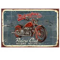 Plaque métal plane 60 x 40cm avec relief : Motorcycles