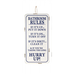 Plaque métal plane 60 x 30cm : Bathroom Rules