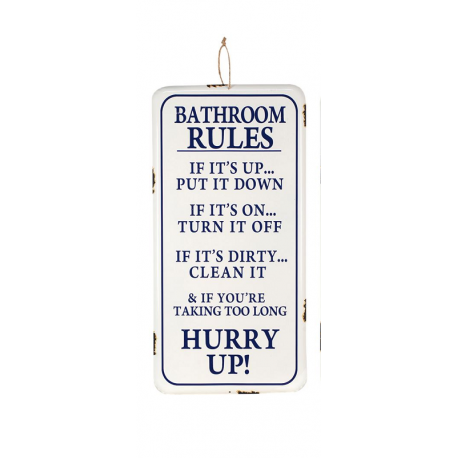 Plaque métal plane 60 x 30cm : Bathroom Rules