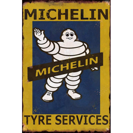 Plaque métal plate 30 x 40 cm : Michelin bibendum tyre services