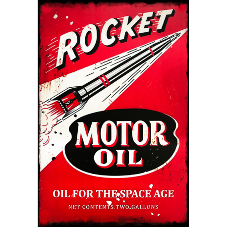 Plaque métal plate 20 x 30 cm : Rocket Motor Oil