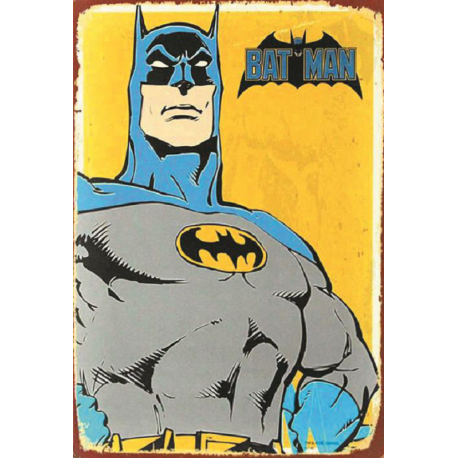 Plaque métal plate 20 x 30 cm : Batman Buste fond jaune