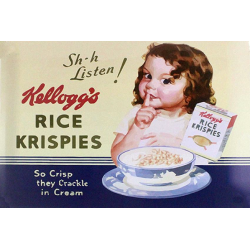 Plaque métal publicitaire 20x30cm plate : KELLOGG'S Rice Krispies