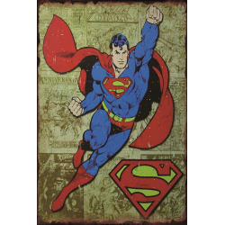 Plaque métal plate 20 x 30 cm : Superman fond BD