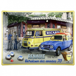 Plaque en relief bombée 30 x 40 cm : Renault Utilitaires années 70