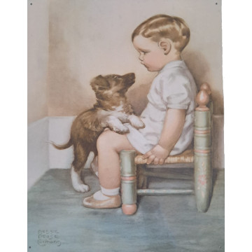 Image de plaque Vintage métal 30 x 40 cm : "Sympathy" by Bessie Pease Gutmann
