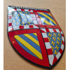 Blason de Bourgogne émaillé bombé vu de biais : écu en relief et émail brillant