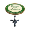 Table de bistrot émaillée en relief diamètre 60 cm : Bistrot des artistes bleu ou vert