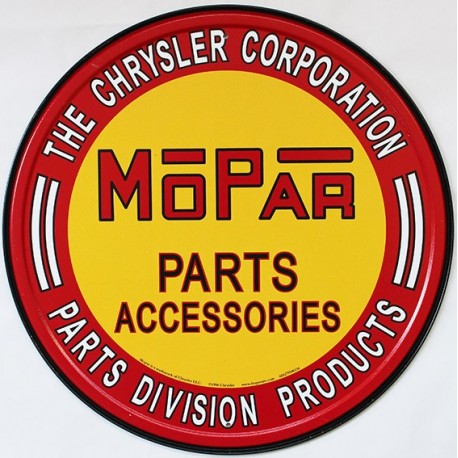Plaque métal publicitaire diamètre  30 cm plate : Mopar Parts Accessories
