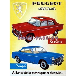 Plaque métal publicitaire 30x40 cm en relief  : Peugeot 404