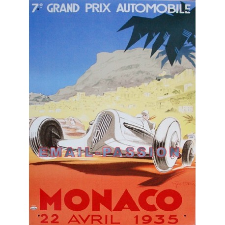 Plaque métal publicitaire 30 x 40 cm : Monaco Grand Prix 1935