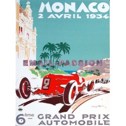 Plaque métal publicitaire 30 x 40 cm : Monaco Grand Prix 1934