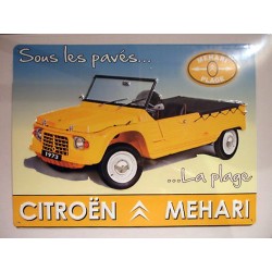 Plaque métal publicitaire en relief bombée 30 x 40 cm : Citroën Méhari