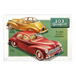 Plaque métal publicitaire en relief 30 x 40 cm : Peugeot 203