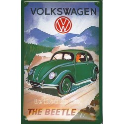 Plaque publicitaire 20x30cm bombée en relief : Volkwagen the Beetle