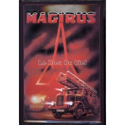 Plaque métal publicitaire 20x30cm bombée en relief :  Camion pompier Magirus
