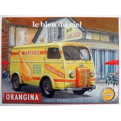 Plaque métal  publicitaire 30x40cm plate relief  : Camionnette-fourgonnette Peugeot Orangina