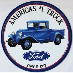 Plaque métal publicitaire diam 30cm  : América's TRUCK  Ford