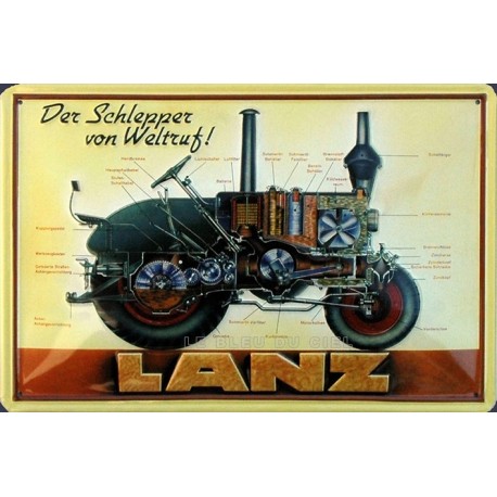Plaque publicitaire 20x30cm bombée en relief : Tracteur Lanz der Schlepper
