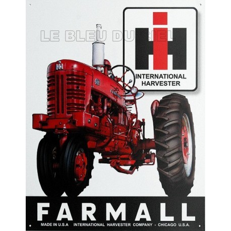 Plaque métal publicitaire 30x40cm plate: Tracteur IH Farmall