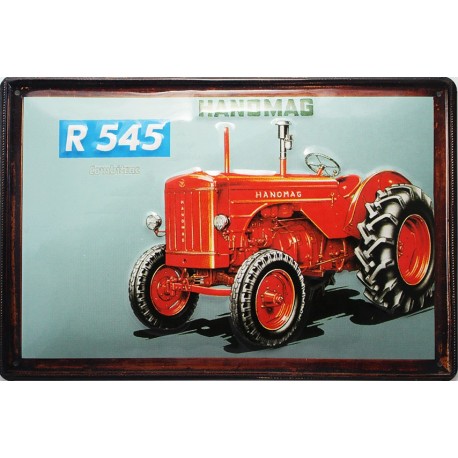 Plaque métal  publicitaire 20x30cm  bombée  en relief : Tracteur HANOMAG R545