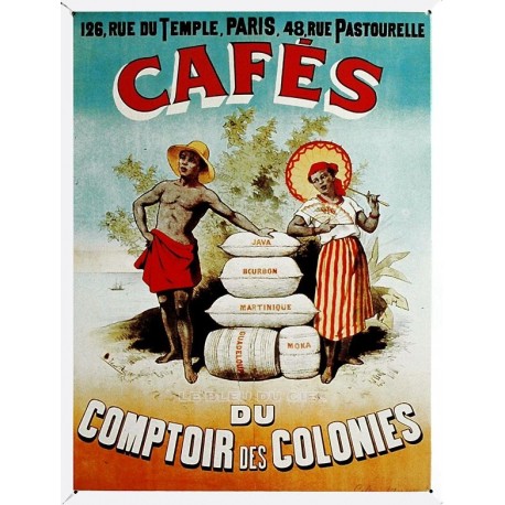 Plaque métal  publicitaire 20x30cm bombée en relief :  Café du comptoir des colonies.
